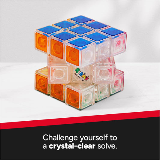 Rubik’s Crystal, New Transparent 3x3 Cube Classic Color-Matching Problem-Solving Brain Teaser Puzzle Game Toy, for Kids and Adults Aged 8 and up - PuriLite