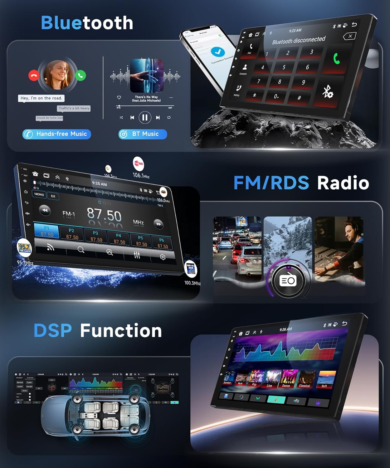 8 Core 6G 128G Android Car Stereo for Honda Civic 2006-2011 Wireless Carplay Android Auto, 10.1’’ Touchscreen Car Radio with Bluetooth GPS Navigation WiFi Mirror Link FM/RDS DSP AHD Backup Camera SWC