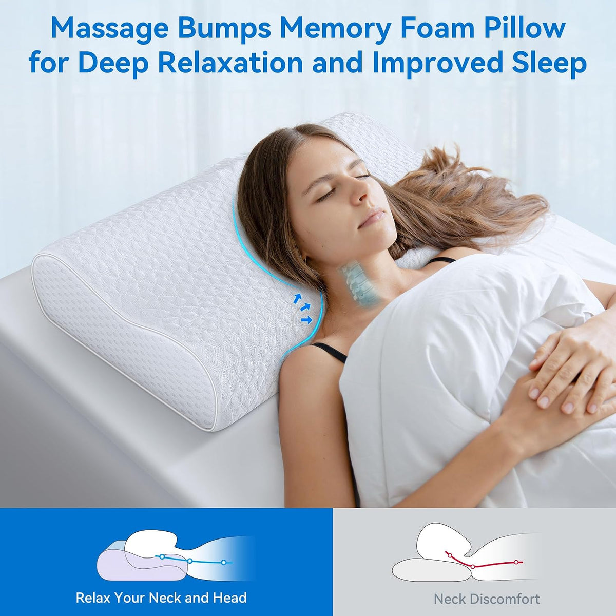 Sandwich Cervical Neck Pillow Queen Size, Memory Foam Pillow for Sleeping, Adjustable Contour Ergonomic Orthopedic Cooling Pillow for Side, Back & Stomach Sleepers(Soft)