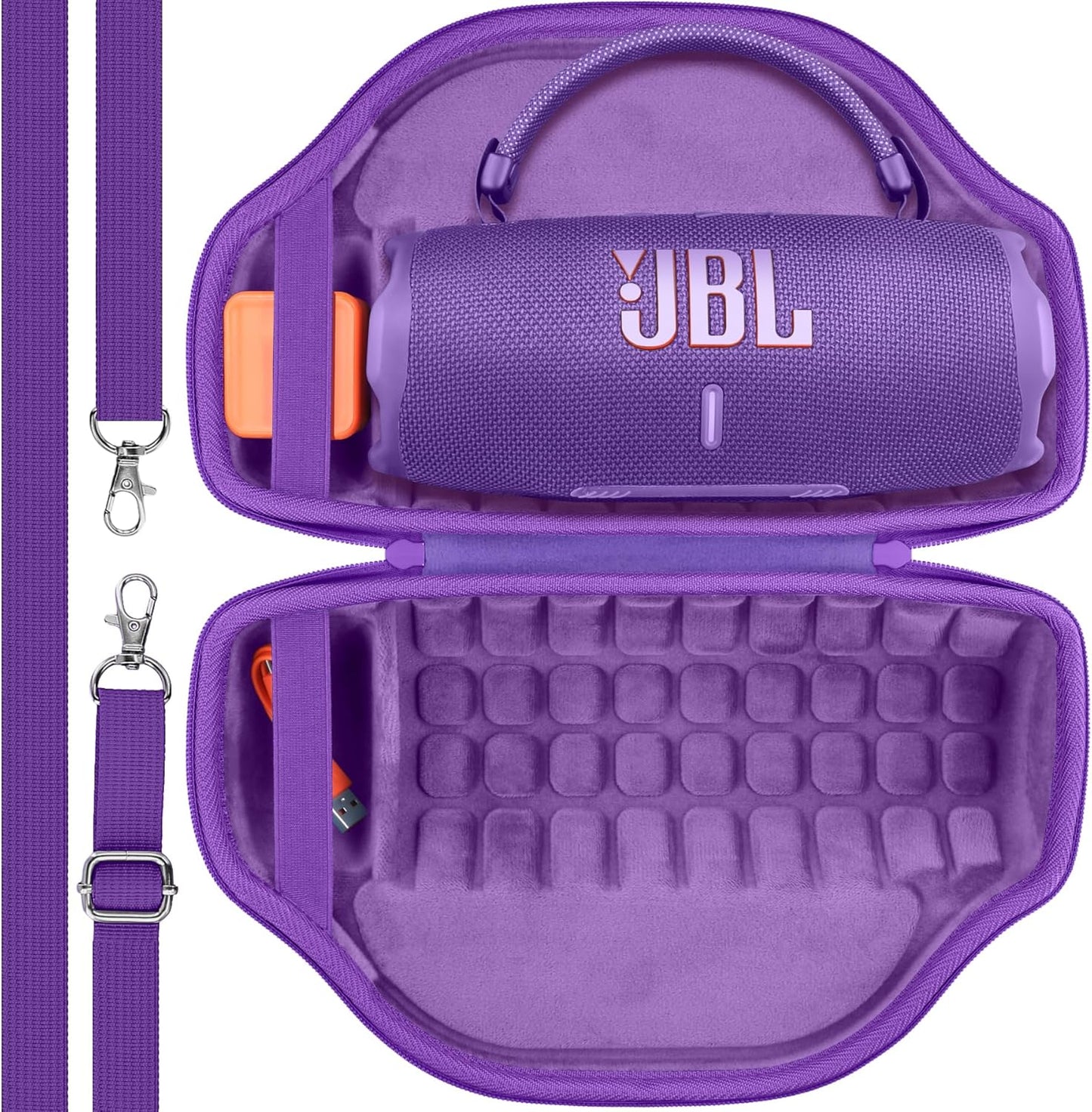 co2CREA Case for JBL Charge 6 Waterproof Portable Bluetooth Speaker, Hard Travel Case with Detachable Shoulder Strap (White Case)