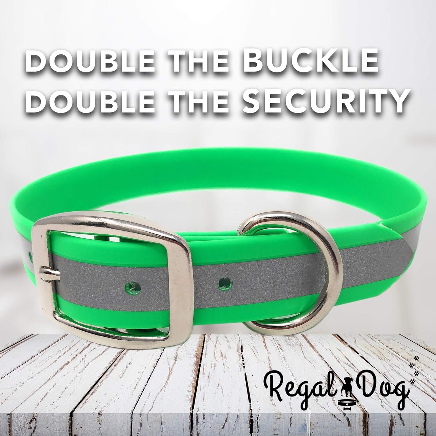 Regal Dog Products Heavy Duty Reflective Dog Collar – Adjustable and with Durable Metal Buckle and Rings Anti-Odor, chew Resistant, Waterproof Dog Collar for Small Medium and Large Dogs (Large, Pink)