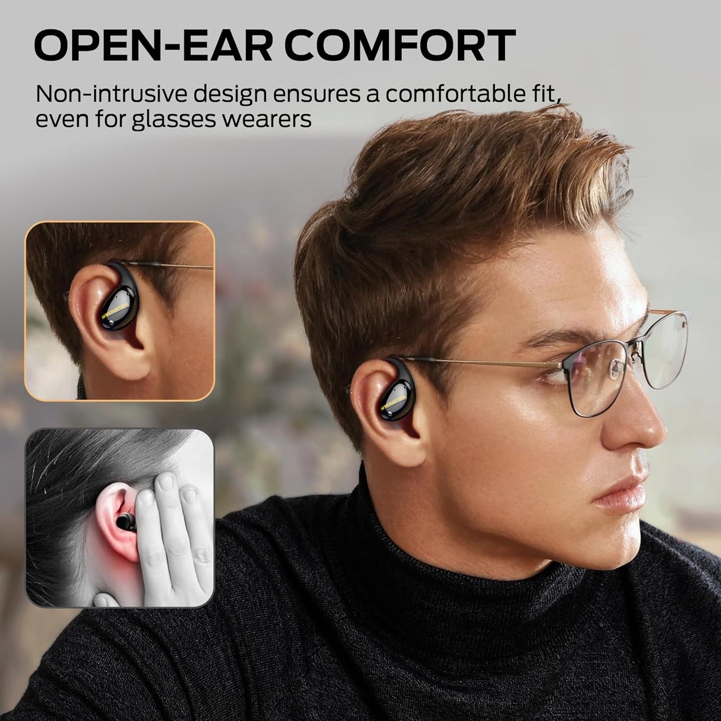 Monster Open Ear AC520 Headphones, Bluetooth 6.0 Wireless Earbuds with HiFi Sound, Open Ear Earbuds with 24H Playtime, Unique Handbag Design, ENC Clear Call, IPX6 Resistance Wireless Headphones