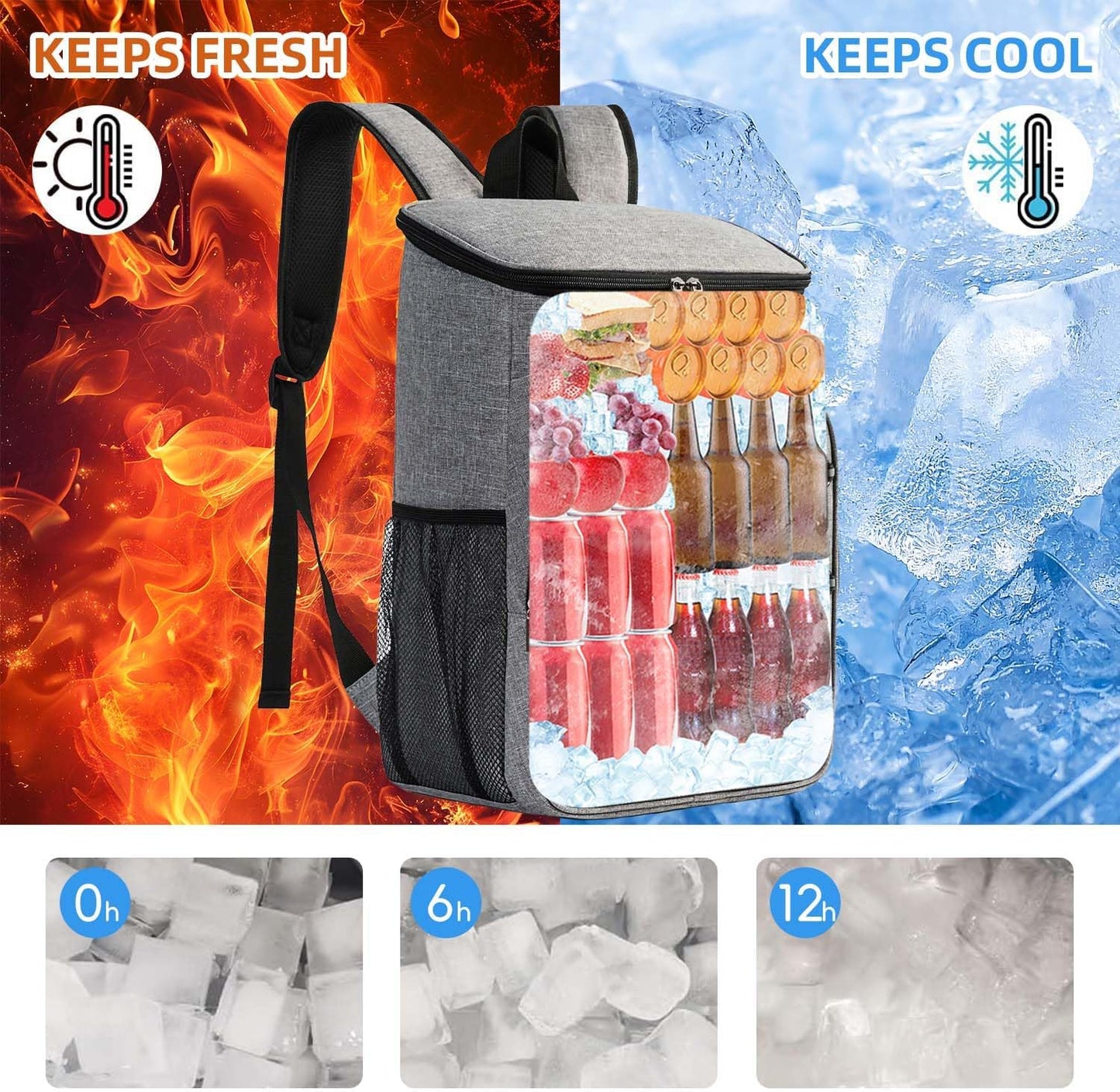 Bagtopia Camping Cooler Backpack 25 Cans, Leak Proof Insulated Thermal Bag, Beach Travel Picnic Lunch Backpack for Men Women