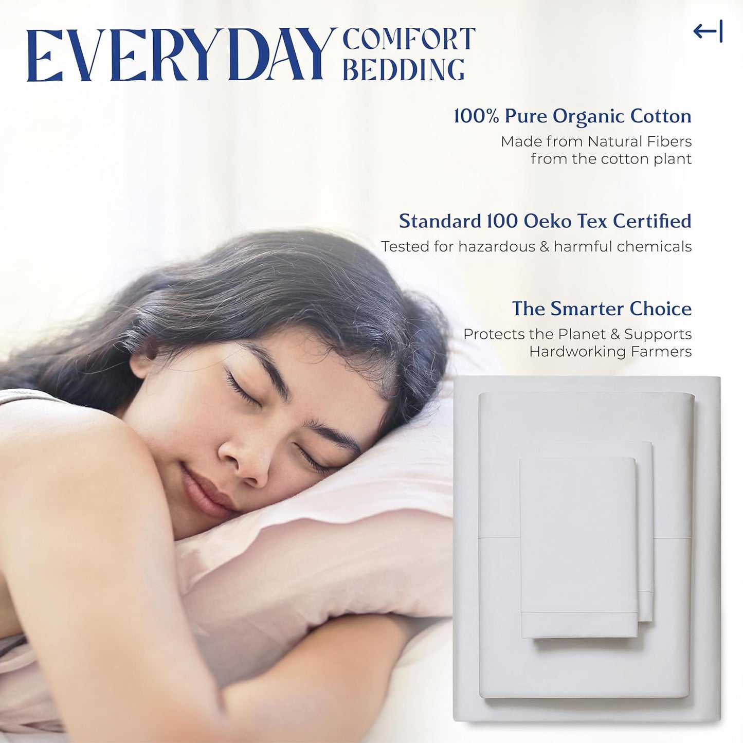 Mayfair Linen 100% Organic Cotton Percale Sheets Full Size - White Cotton Percale Sheets Full, 4 Piece Full Percale Sheet Sets, Soft & Crisp, Cooling Sheets, 16" Deep Pocket Hotel Sheets Full Size