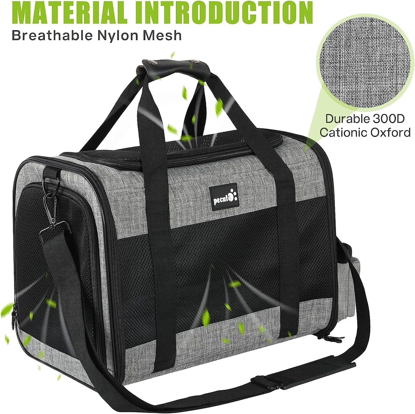 Pecute Cat Carrier Dog Carrier up to 15lbs,Pet Carrier for Cats and Puppies with Foldable Bowl, Soft-Sided Bag with Breathable Mesh, Suitable for Long and Short Trips Travel Camping Outdoor