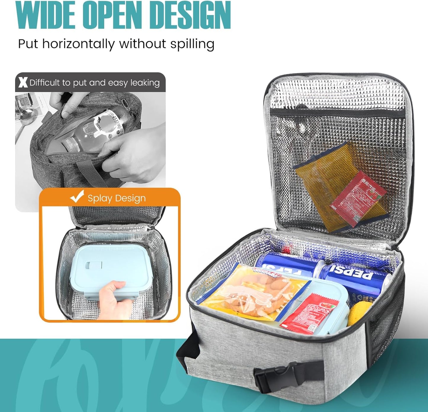 Lunch Bag for Men/Women, Reusable Lunch Box for Adult, Small Insulated Lunch Box, Lunch Tote Bag for Office, Work, Picnic