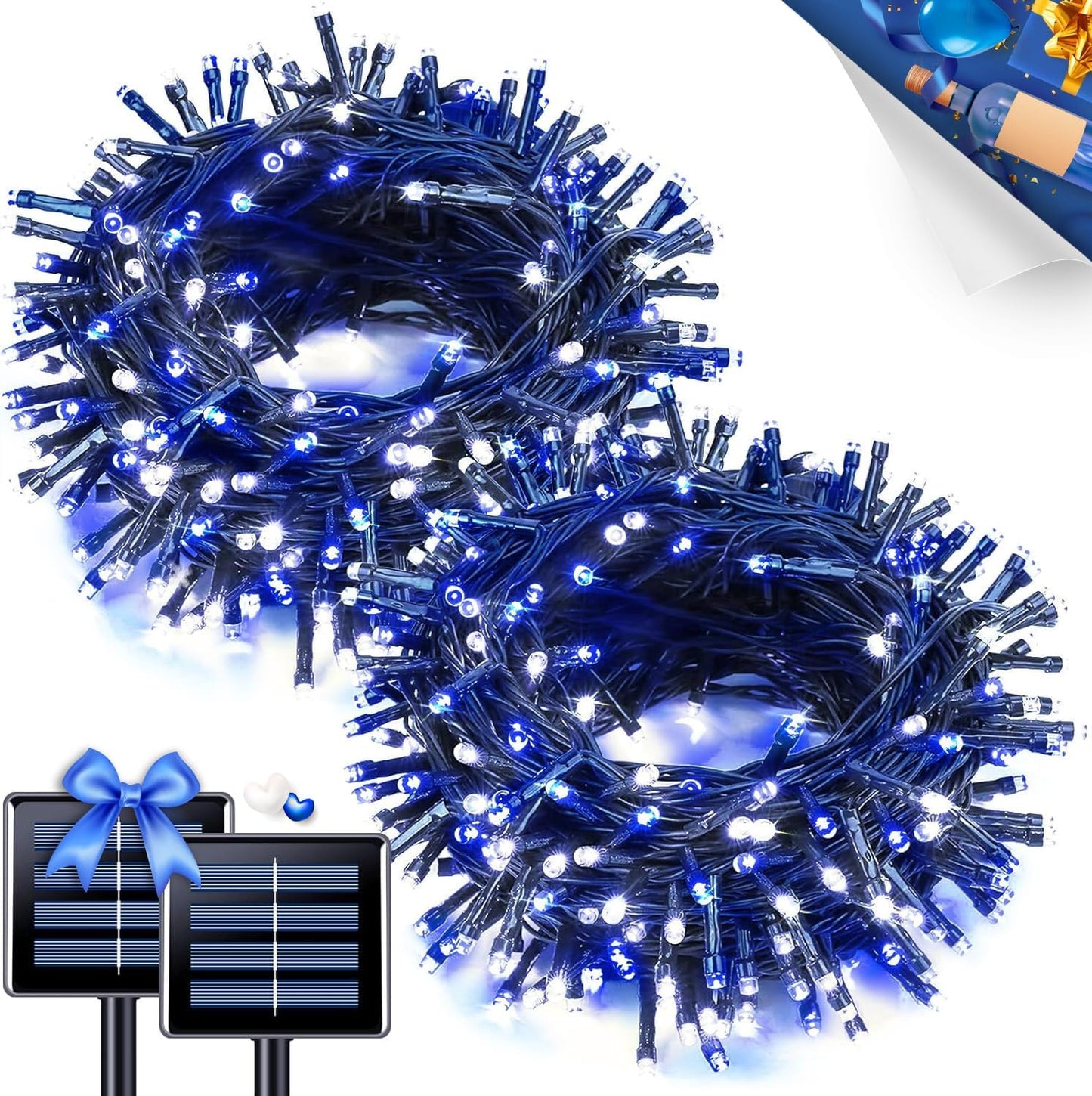 JMEXSUSS 2 Pack 75.5ft Orange Solar Christmas Lights, Total 400 LED Solar String Lights Outdoor Waterproof, 8 Modes Orange Halloween Lights for Tree Patio Garden Thanksgiving Halloween Decorations