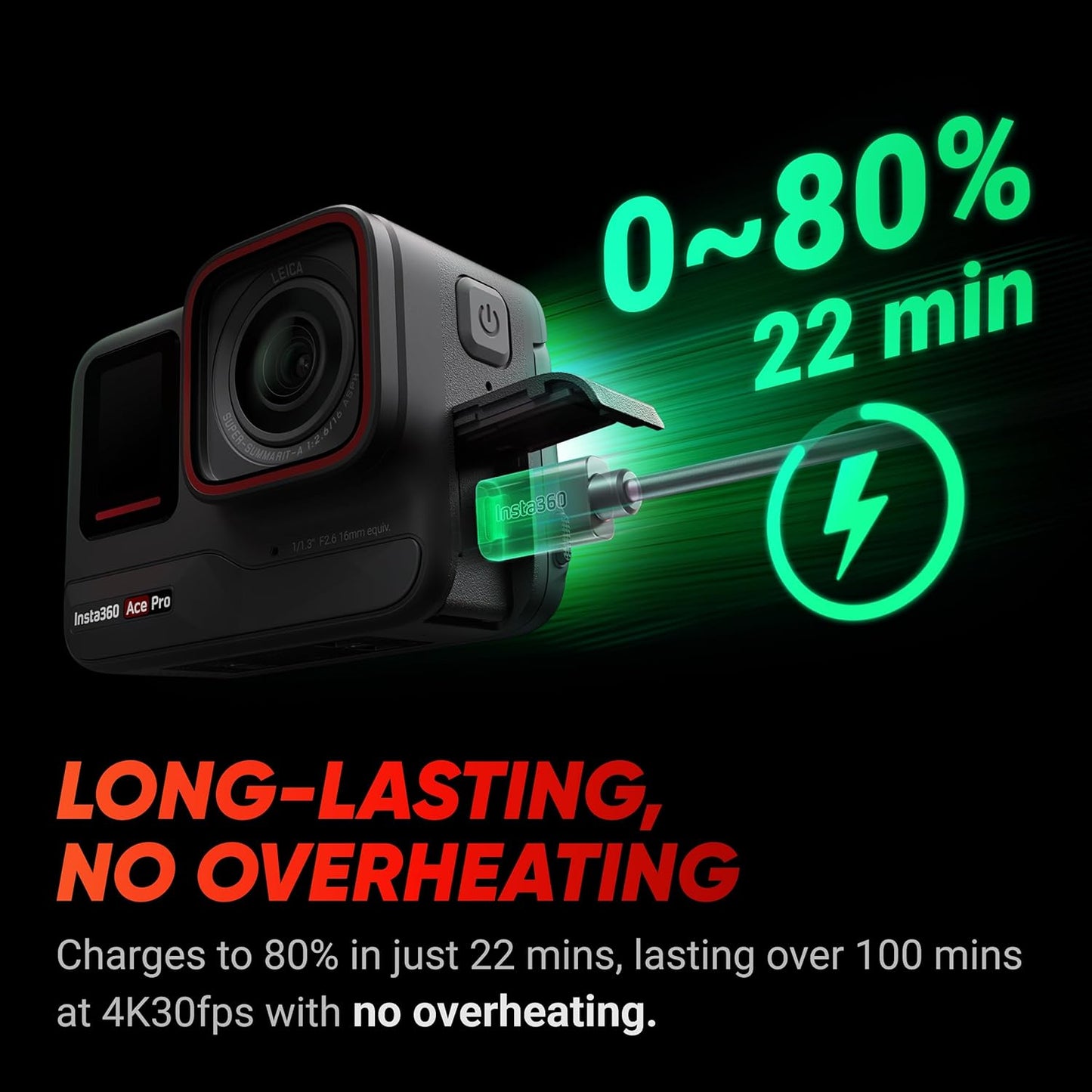 Insta360 Ace Pro - Waterproof Action Camera Co-Engineered with Leica, Flagship 1/1.3" Sensor and AI Noise Reduction for Unbeatable Image Quality, 4K120fps, 2.4" Flip Screen & Advanced AI Features.