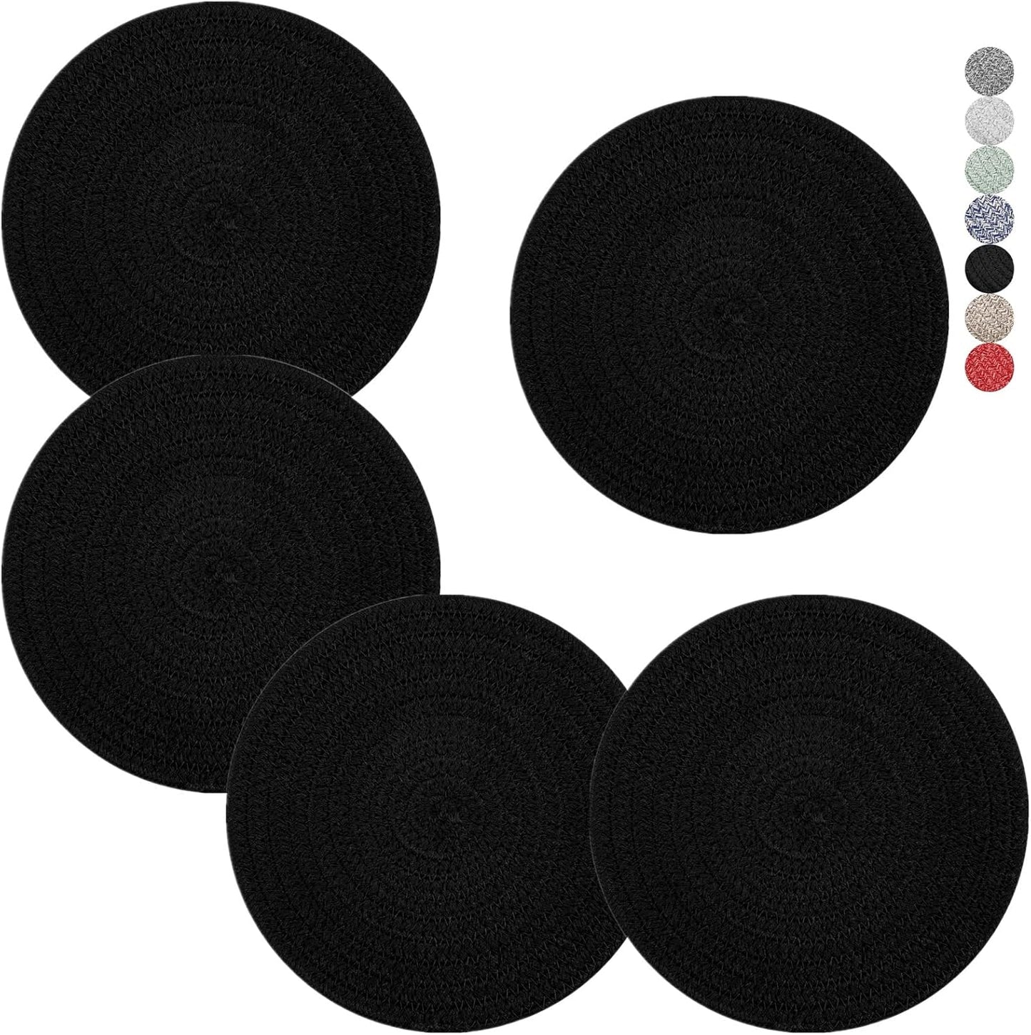 Trivets for Hot Dishes, Pots and Pans, 8 Inches Hot Pads 5 Pcs, Pot Holders for Kitchen, Heat Resistant Mat Protect Counter, Coasters Set Home Essentials Farmhouse Decor (Blue)
