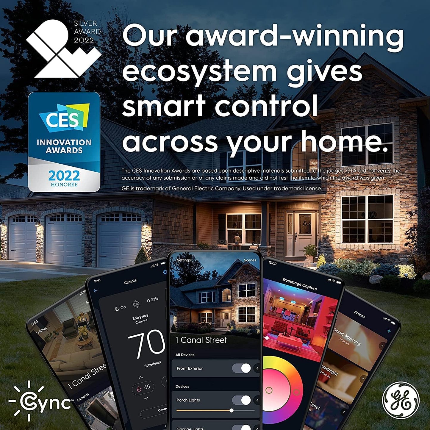 GE CYNC Smart Thermostat, Programmable Wi-Fi Thermostat, Works with Alexa and Google Home, Black, Medium