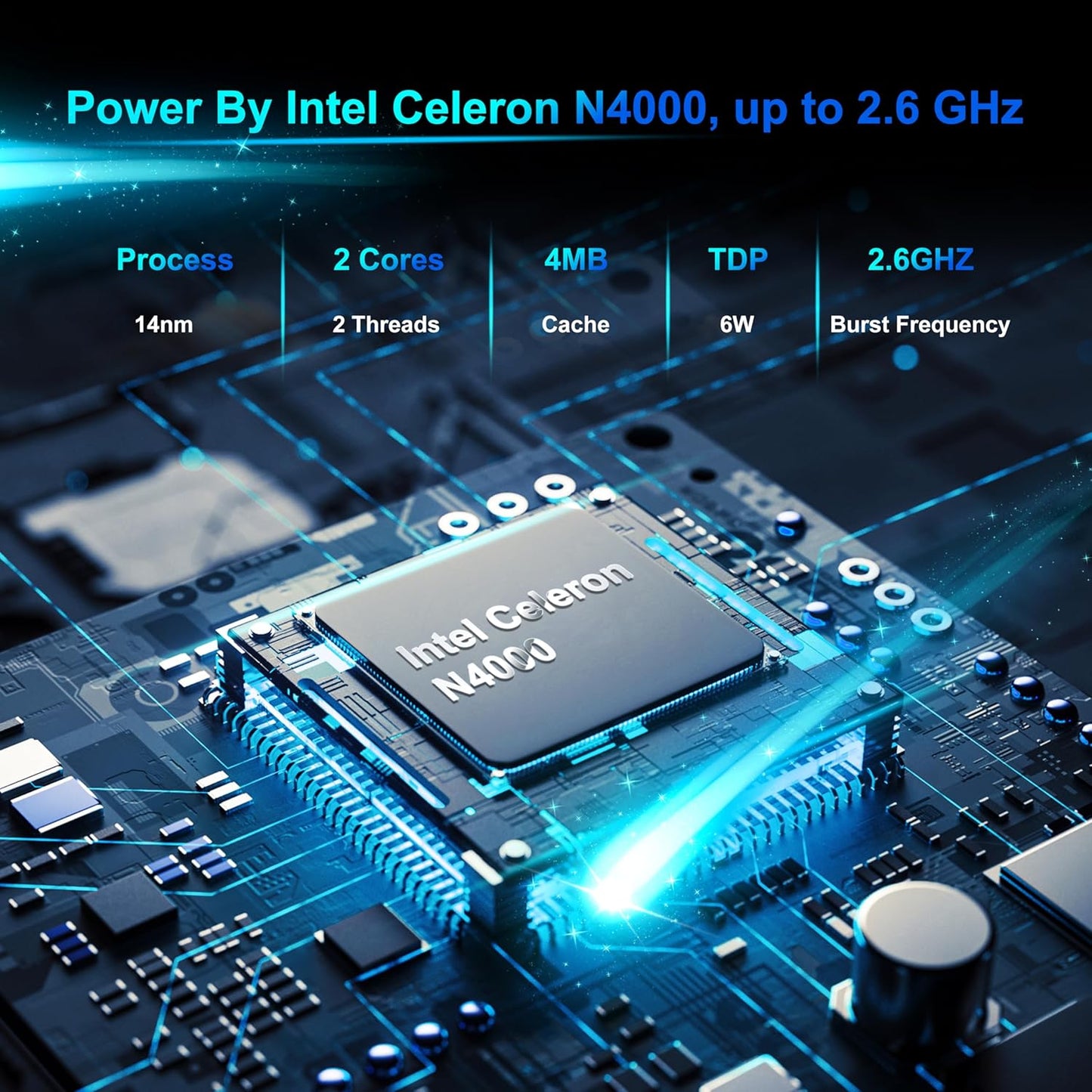 Laptop Computer 14.1 inch Laptop 6GB RAM 128GB SSD, Dual-Core Cerelon N4000 (up to 2.6GHz) Ordinateur-Portable Laptop PC, 2.4G/5G WiFi, BT 5.0, USB3.0, Mini HDMI, 3 Ports USB-C Hub