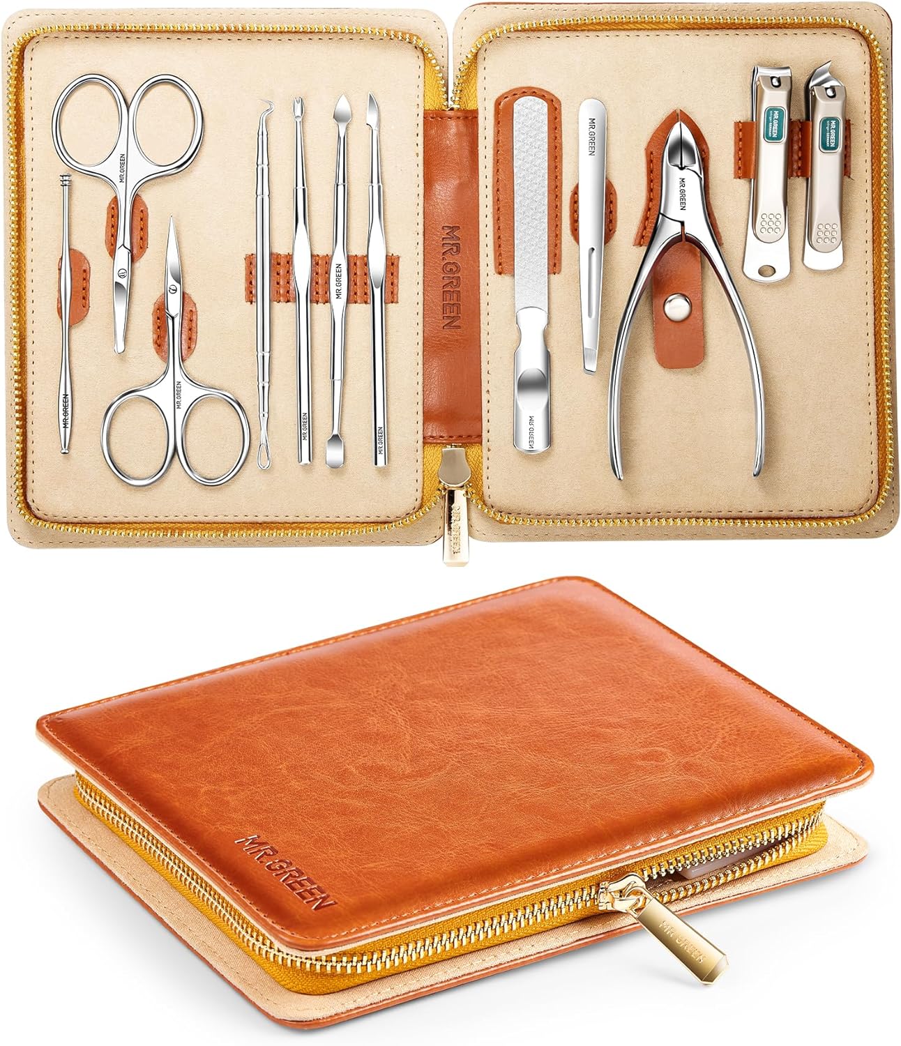 Manicure Set, Pedicure Sets, Nail Clipper Sets, Stainless Steel Professional Nail Cutter Kits with Travel Case (12 Count)