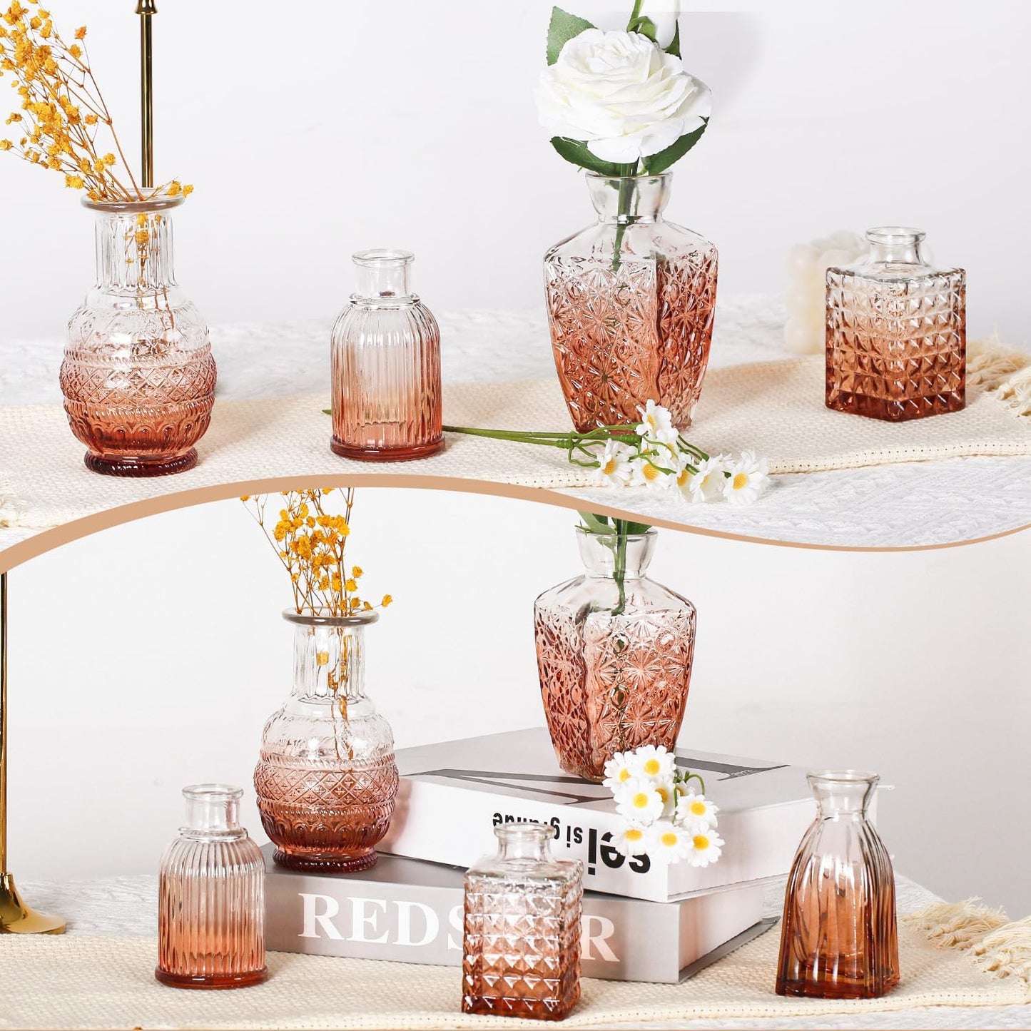 Sawoake Mini Bud Vases As Wedding Centerpieces for Tables,Clear Bud Vases for Flowers,Small Flower Vases Suitable for Birthday Party,Anniversary,Wedding Reception,Baby Shower (Clear-12PCS)