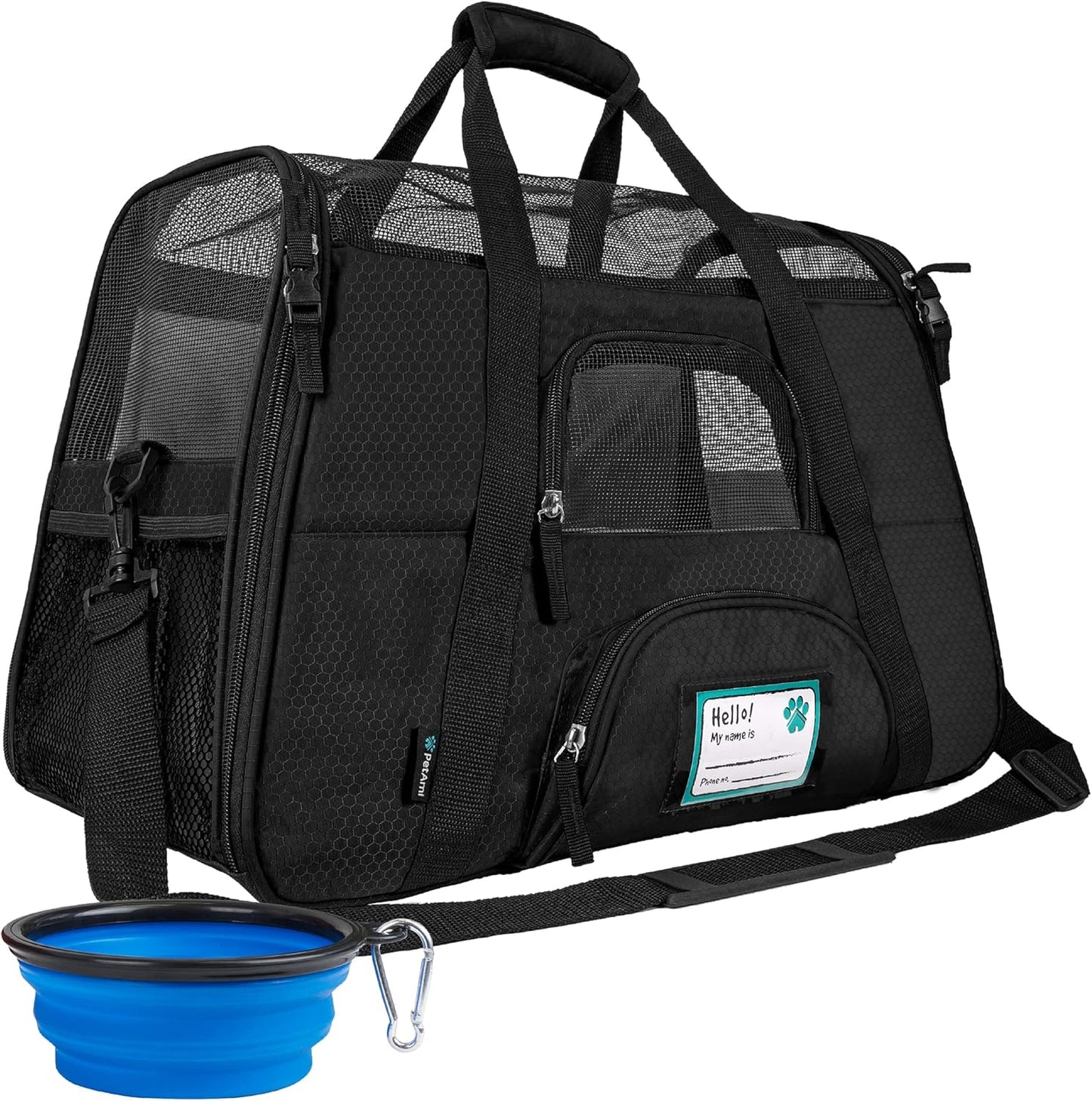 Premium Airline Approved Soft-Sided Pet Travel Carrier by PetAmi | Ventilated, Comfortable Design with Safety Features | Perfect For Plane or Car | Ideal for Small to Medium Sized Cats, Dogs, and Pets