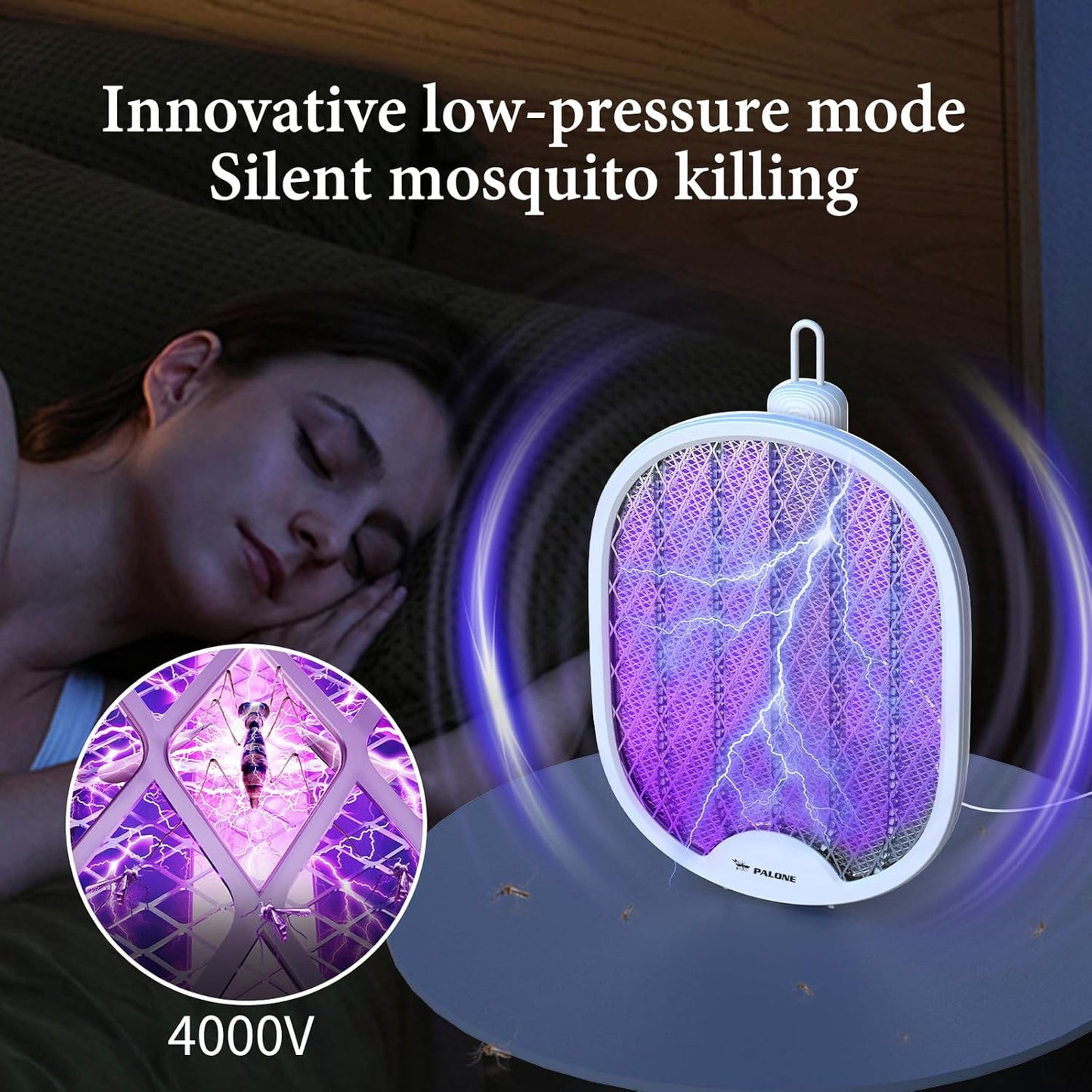 PALONE Solar Bug Zapper with 5.5W Solar Panel Charging, USB Charging Bug Zapper Light for Outdoor and Indoor