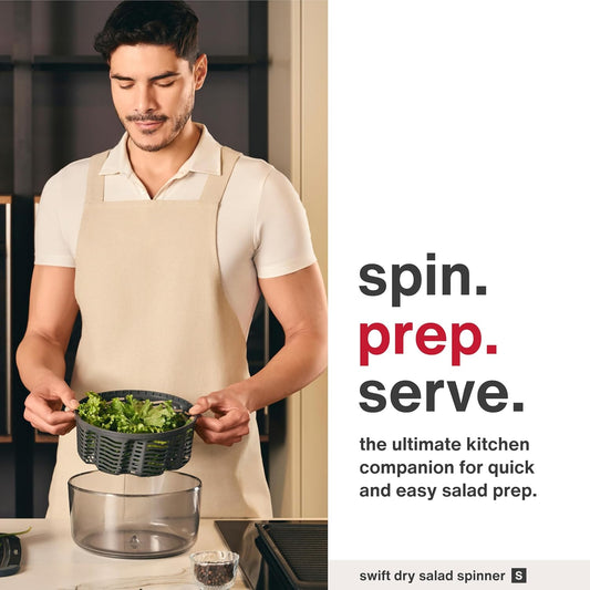 Zyliss Swift Dry Salad Spinner - Fruit Cleaner & Lettuce Spinner with Push Pump - Non-Slip Bowl - Dishwasher Safe - Small