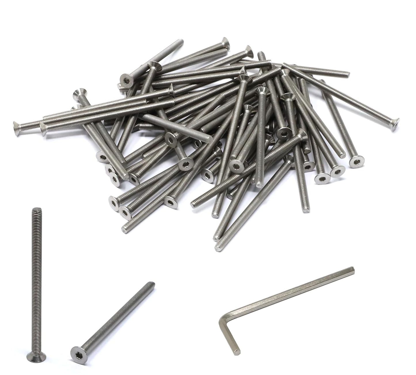 iexcell 5 Pcs M8 x 80mm Thread Pitch 1.25 mm Stainless Steel 304 Hex Socket Flat Head Cap Screws Bolts Kit
