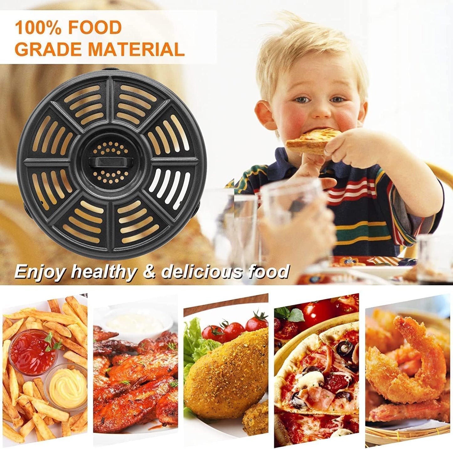 Air fryer Replacement Tray for Ninja AF101 4 QT AF161 Max XL AF150 XL 5.5 Quart Air Fryer, 8.2'' Round Food Grade Air Fryer Grill Pan Grill Plate Crisper Plate Accessories Parts Rack,Dishwasher Safe