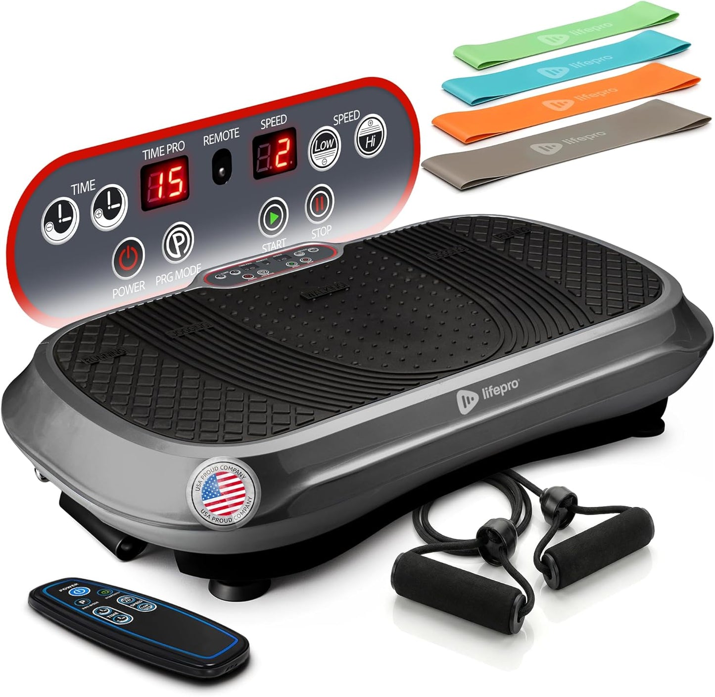 Lifepro Waver Vibration Plate Exercise Machine โ Whole Body Oscillation Platform w/ 99 Speed Levels & 9 Programs โ Remote Control, Loop & Resistance Bands for Full Body Home Gym Workout