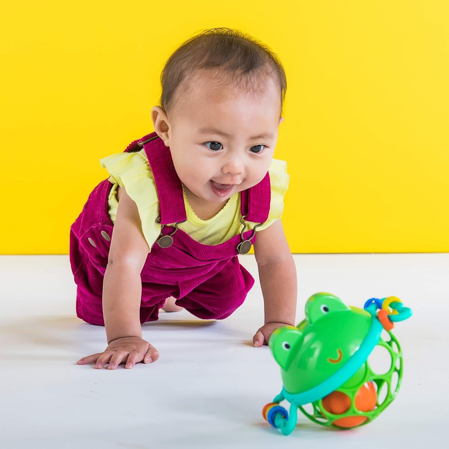 Bright Starts Oball Easy-Grasp Rattle BPA-Free Infant Toy in Teal, Age Newborn and up, 4 Inches