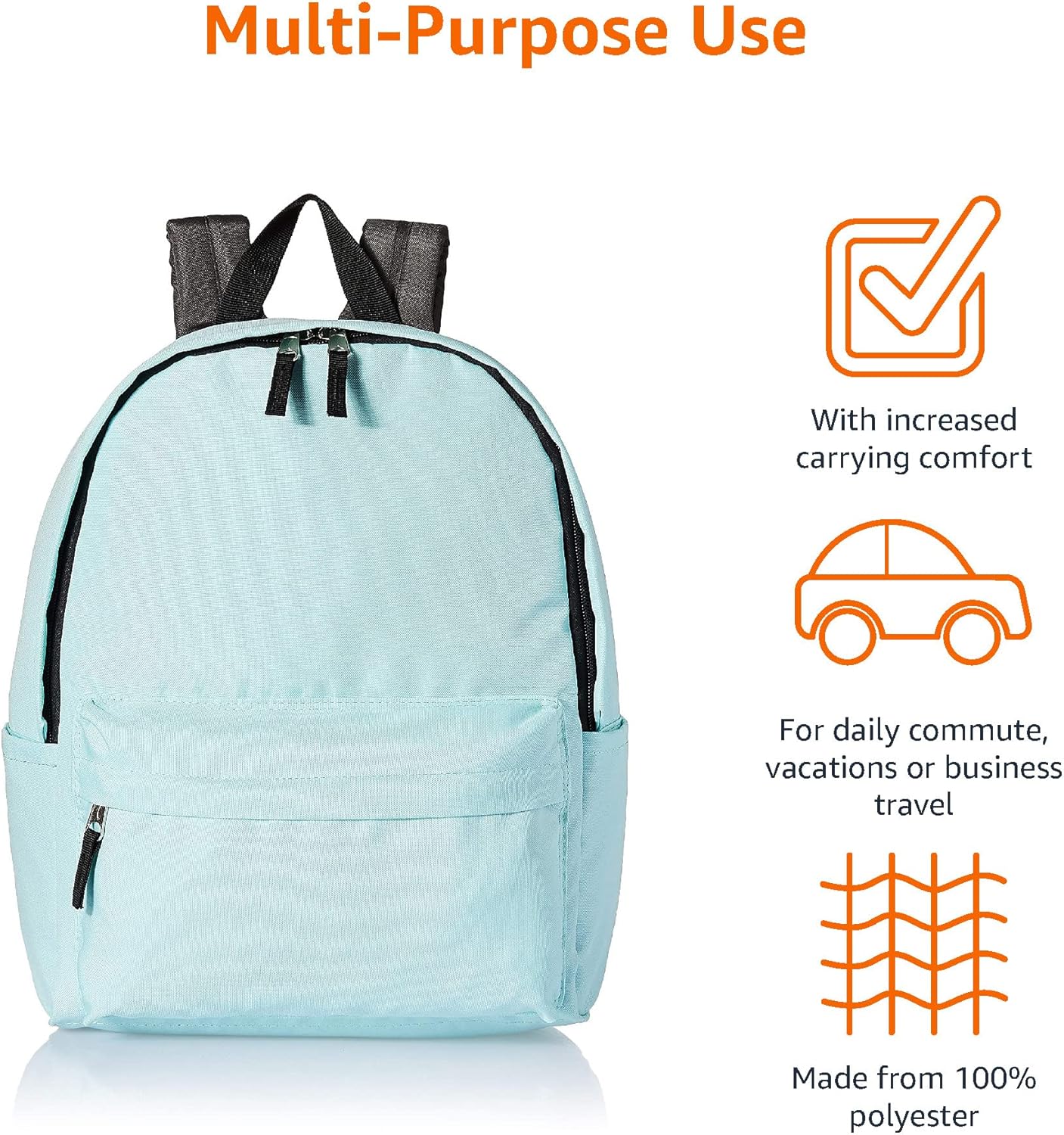 Amazon Basics Classic School Backpack - Black