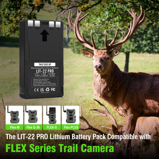 2 Pack Batteries for Trail Camera 7000mAh LIT-22 Rechargeable Battery Pack for Hunting Trail Camera Compatible with Flex-M, G-36, Plus, Flex S Replacement Battery