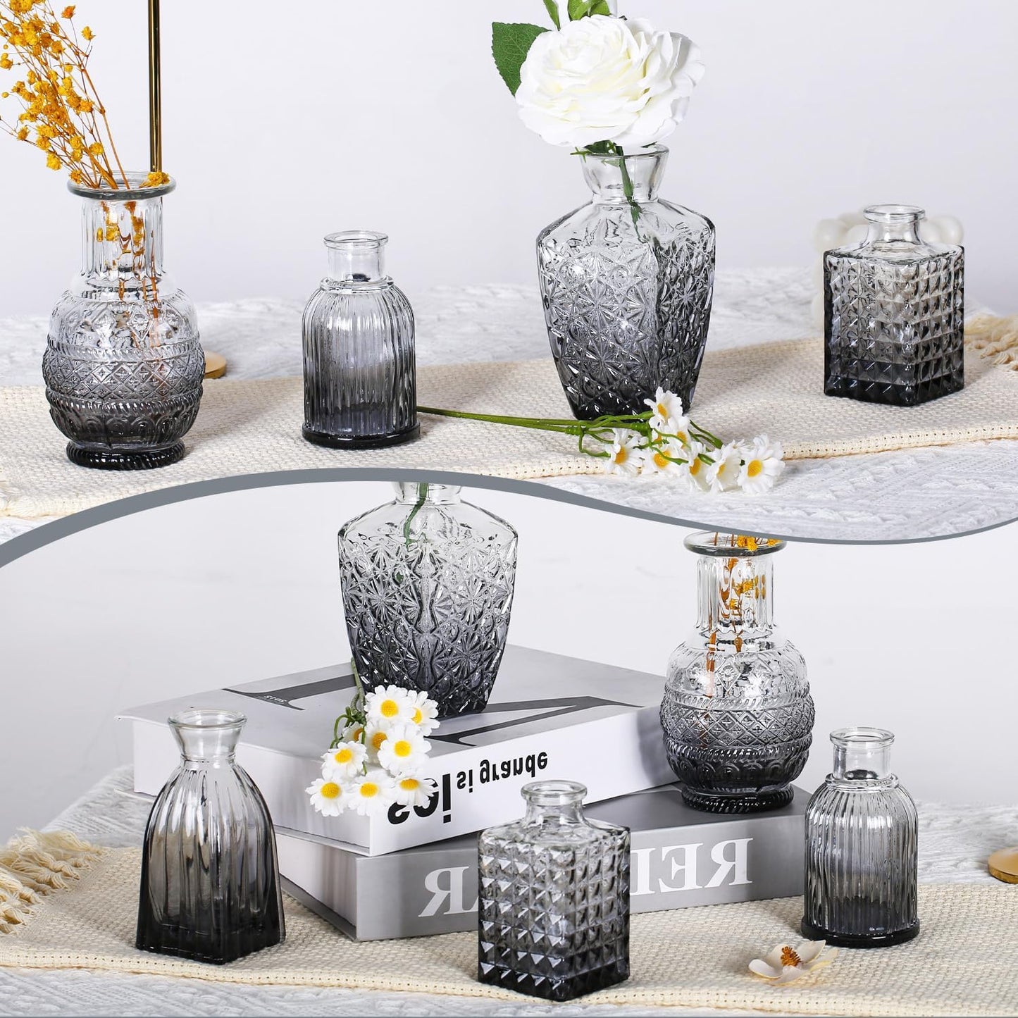 Sawoake Mini Bud Vases As Wedding Centerpieces for Tables,Clear Bud Vases for Flowers,Small Flower Vases Suitable for Birthday Party,Anniversary,Wedding Reception,Baby Shower (Clear-12PCS)