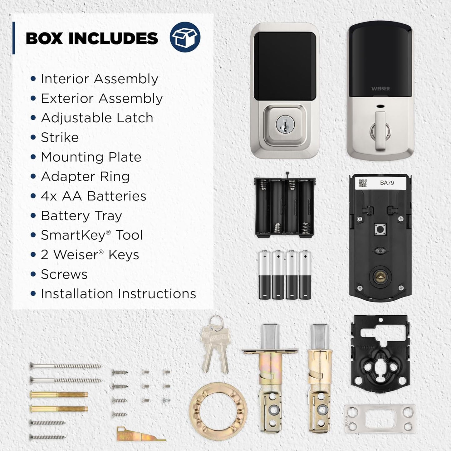 Weiser Halo Matte Black WiFi Smart Lock, Keyless Entry Door Lock, Touchscreen Keypad Door Lock, Amazon Alexa & Google Assistant/Google Home Compatible, Deadbolt Lock, Smart Locks for Entry Door