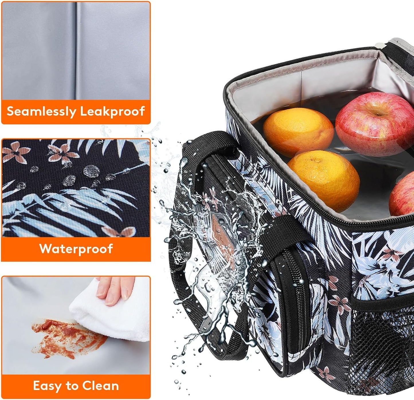 Lifewit Large Lunch Bag for Adults, 24-Can 15L Insulated Lunch Box Leakproof Soft Cooler Cooling Tote for Men Women, Waterproof Reusable Cooler Bags for Work Office Outdoor Picnic Camping, Black