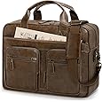 Laptop Bag for Men 16 Inch Vintage Leather Messenger Bag Laptop Briefcase Large Crossbody Shoulder Office Computer Bag Attache Case Retro College Satchel Bag for Work Business Travel, Brown - PuriLite