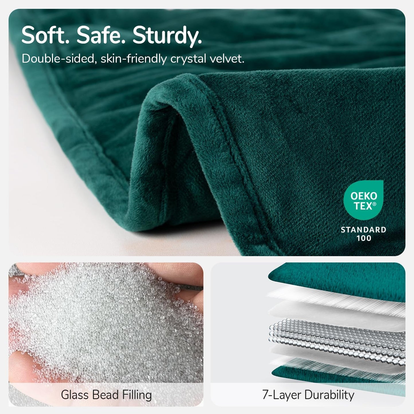 Weighted Blanket for Adults, 20 lbs, 60" x 78" washable Blankets, Green