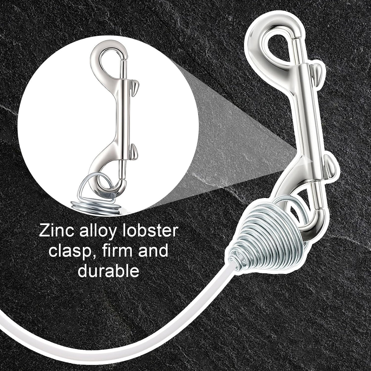 Retractable Dog Tie Out Reel Wall Mounted, White, 49ft