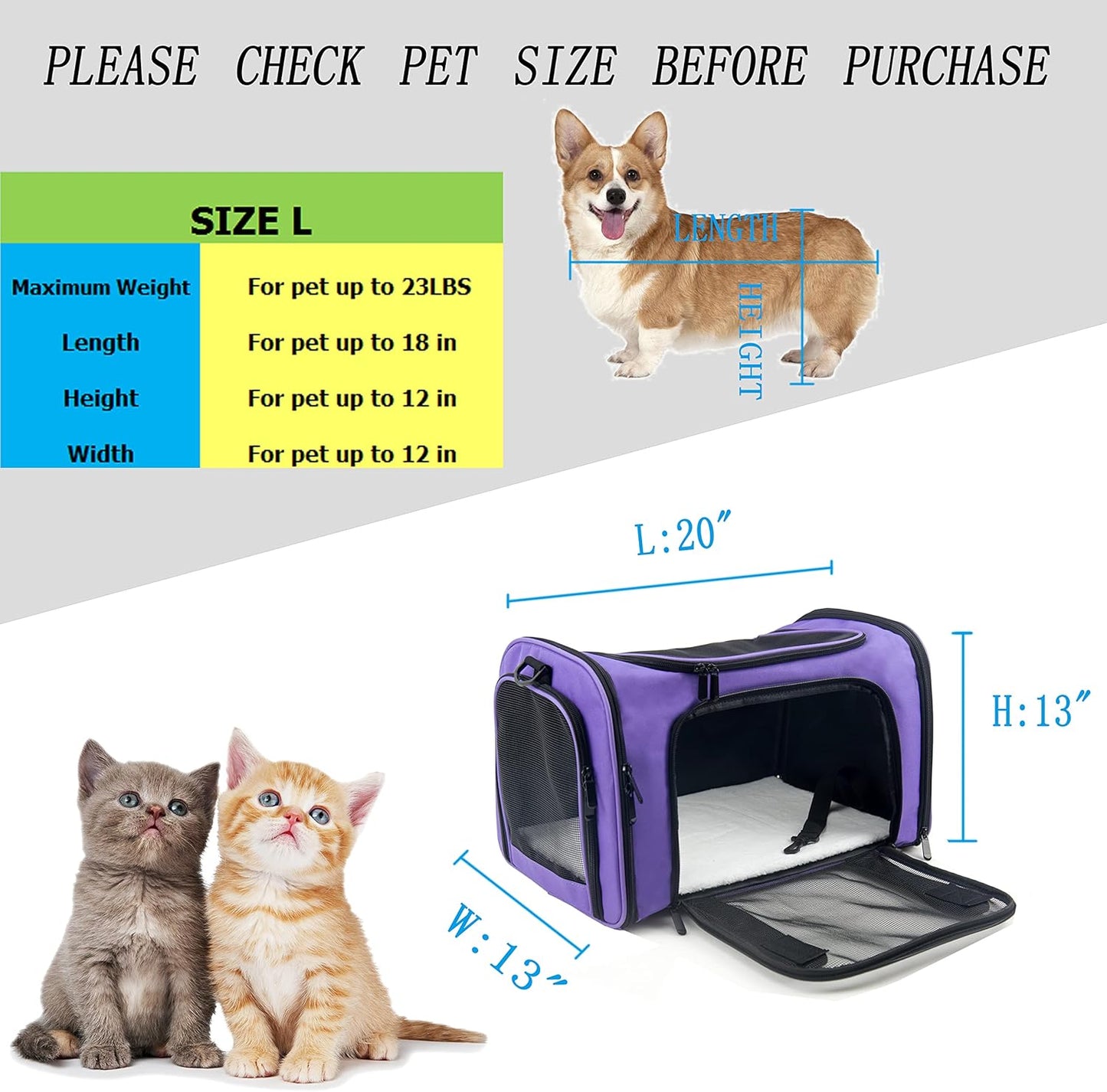 NextFri Soft Sided Carrier for Cats Dogs,TSA Airline Approved Collapsible Travel Pet Carrier (Magenta, Medium)