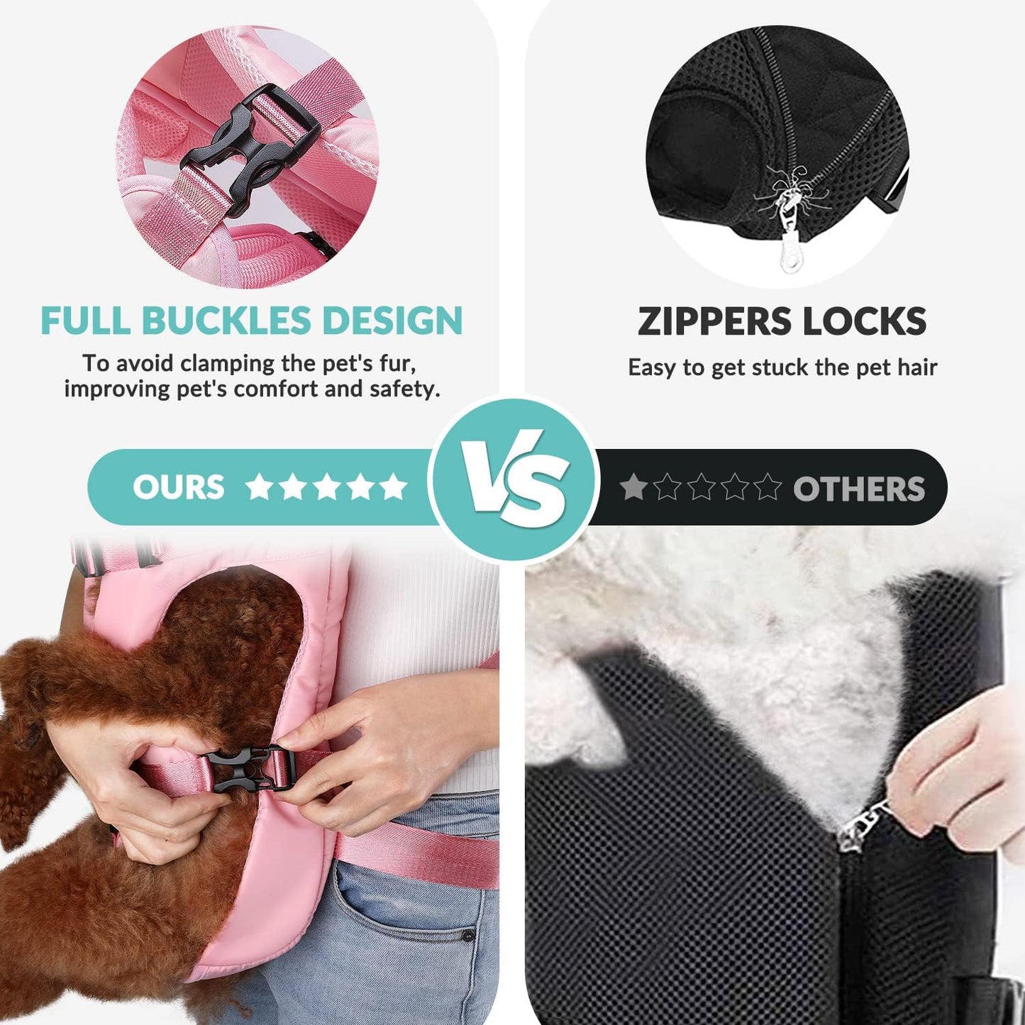 SlowTon Dog Carrier Backpack for Small Medium Dogs, Legs Out & Easy-Fit Dog Cat Puppy Front Carriers Bag for Pet Up to 35lbs, Adjustable Breathable Pet Backpack for Traveling Camping Hiking