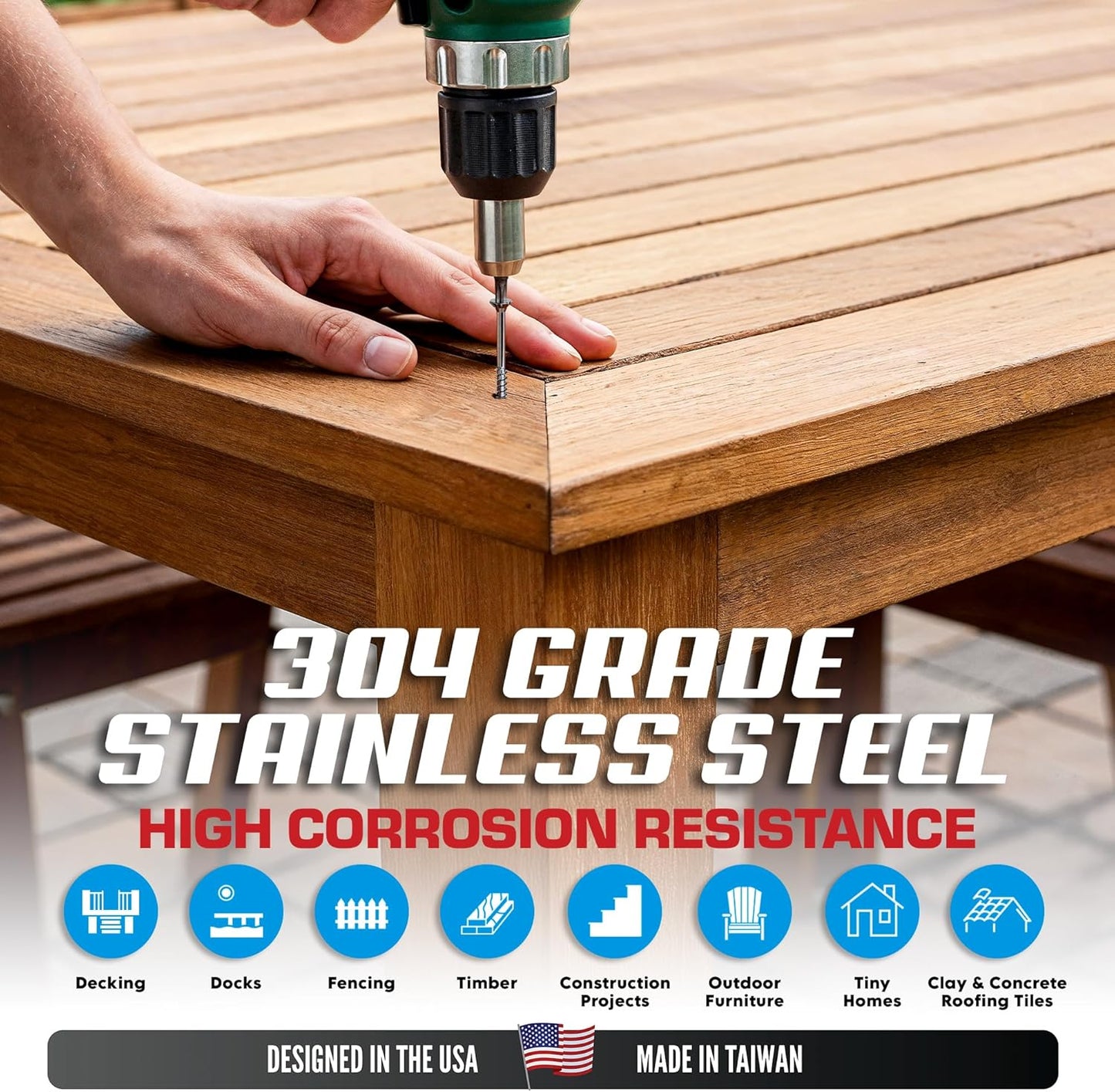 #10 x 3 Inch Stainless Steel Deck Screws 350 Pieces | T25 Star Torx Drive Flat Head | 304 Grade Stainless Steel Wood Screws High Corrosion Resistance by Allen's Trading Co. Eagle Claw Fasteners