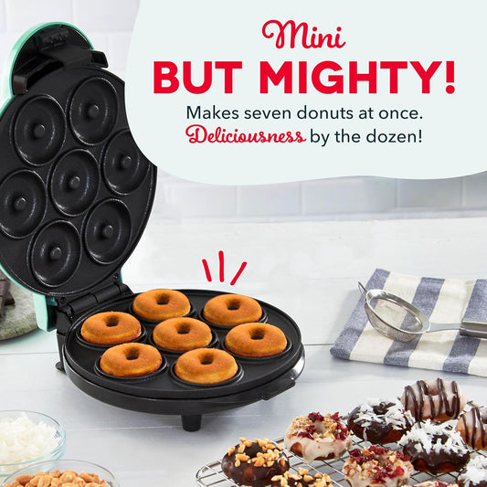 DASH Mini Donut Maker Machine for Kid-Friendly Breakfast, Snacks, Desserts & More with Non-stick Surface, Makes 7 Doughnuts - Aqua - PuriLite
