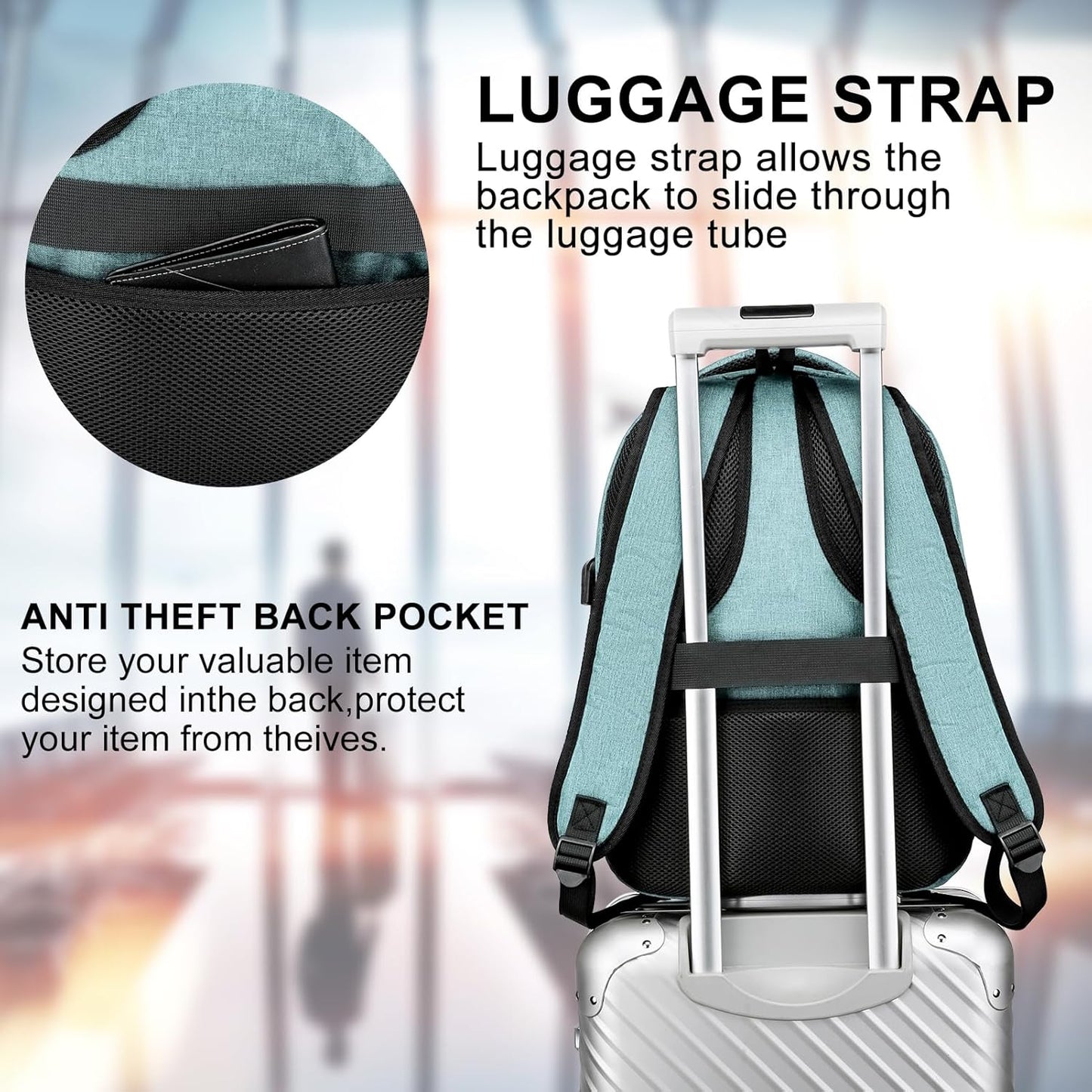 School backpack for Teen Boys, Backpack for Men,15.6 inch Laptop Backpack with USB Charging Port, Large Computer Bookbag with Compartments, Ergonomic Straps, Black