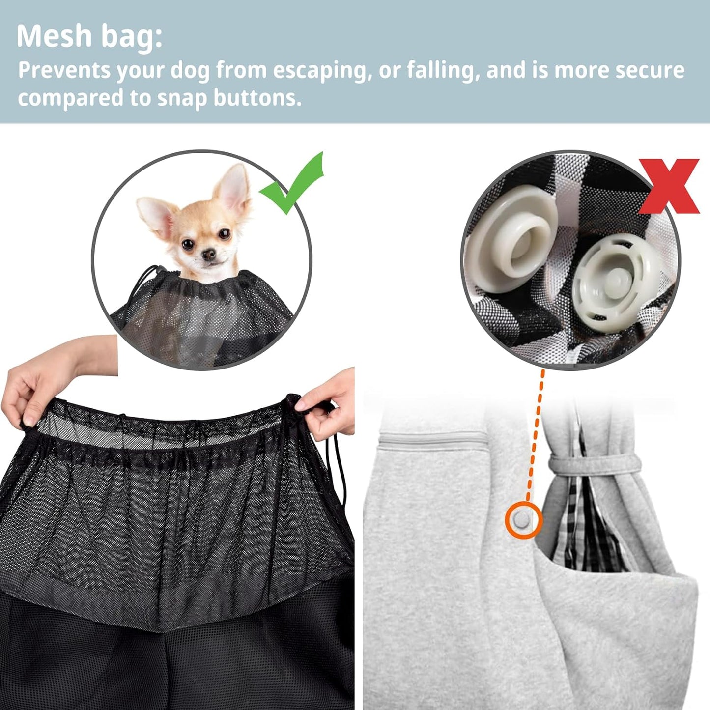 Cuby Adjustable Dog Cat Sling Padded Hard Bottom Pet Carrier Sling Soft Carrying Puppy Bag for Small Dogs Cats Outdoor Travel (Grayish-White)
