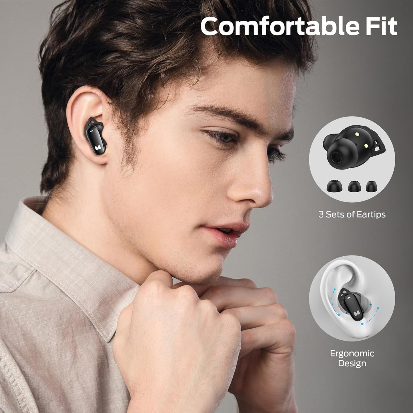 Monster N-Lite 206 Wireless Earbuds Bluetooth 5.4 in Ear Headphones, Bluetooth Ear Buds Built-in Microphone, Touch Control, Comfortable Fit, USB-C Fast Charging, IPX6 Waterproof, 25H Playtime, Black