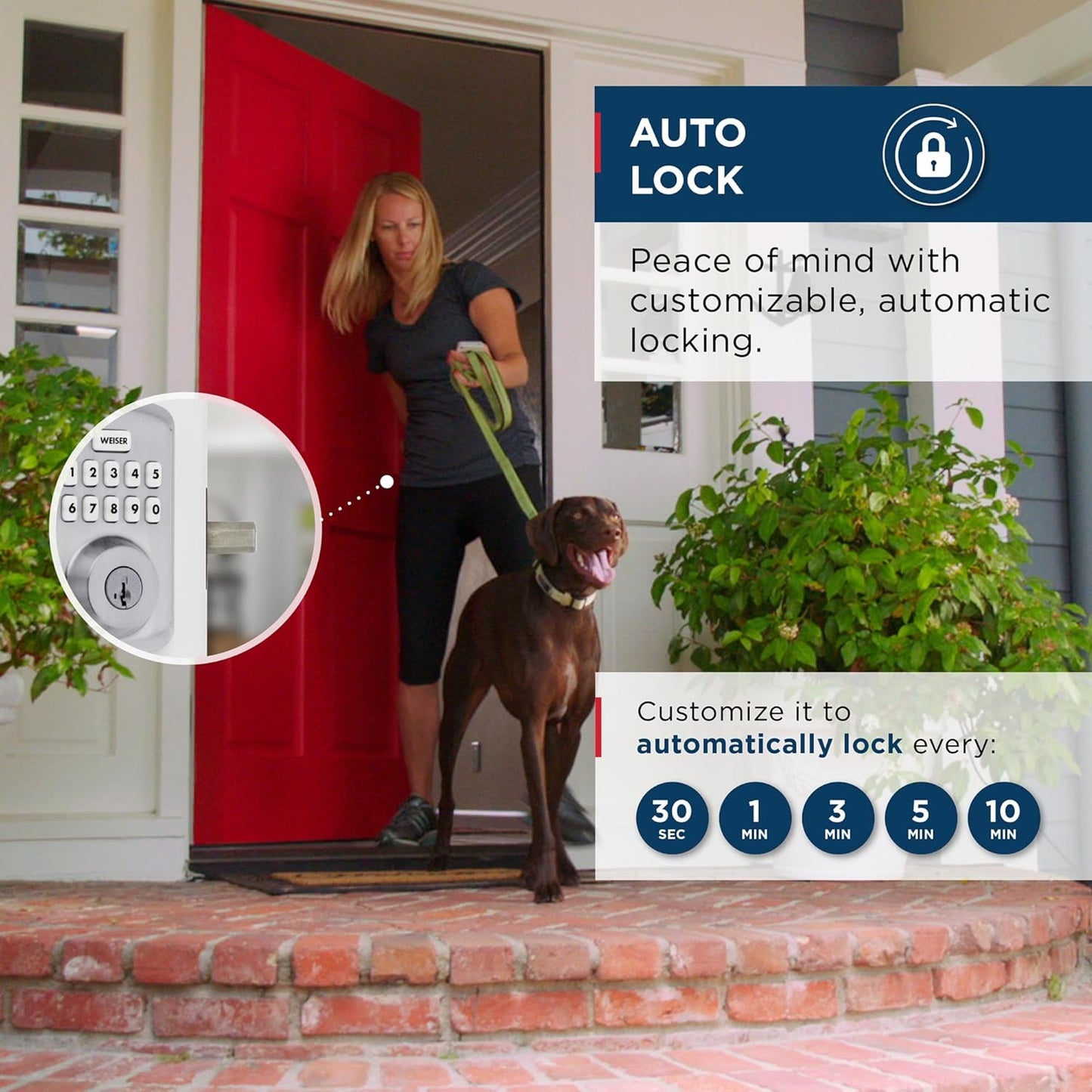 Weiser Powerbolt 3 Matte Black Keyless Entry Door Lock/Deadbolt Lock, 10-Button Keypad Door Lock with Auto Lock and 12-Month Battery Life, Electronic Door Locks for Front Door, Home Décor