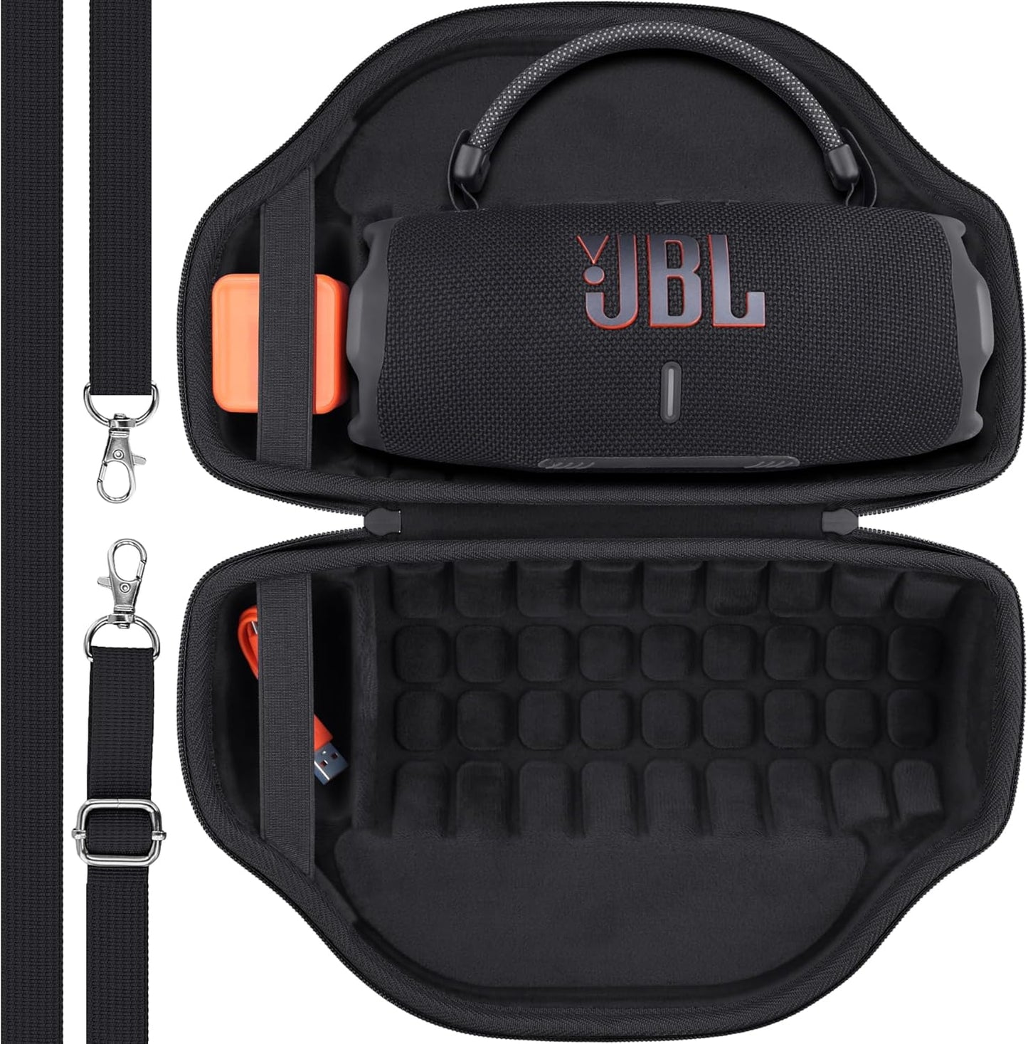 co2CREA Case for JBL Charge 6 Waterproof Portable Bluetooth Speaker, Hard Travel Case with Detachable Shoulder Strap (White Case)