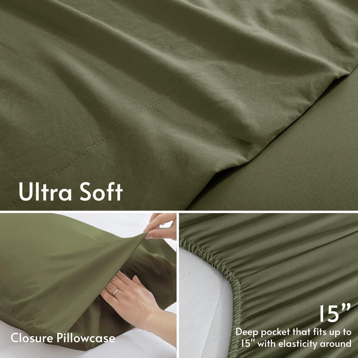 JOLLYVOGUE Queen Size Bed Sheet Set - 4 Piece Bed Sheets Set with Deep Pocket - Soft Breathable & Cooling - Resists Shrinkage & Fading Draps Queen - Easy Care (Dark Grey)