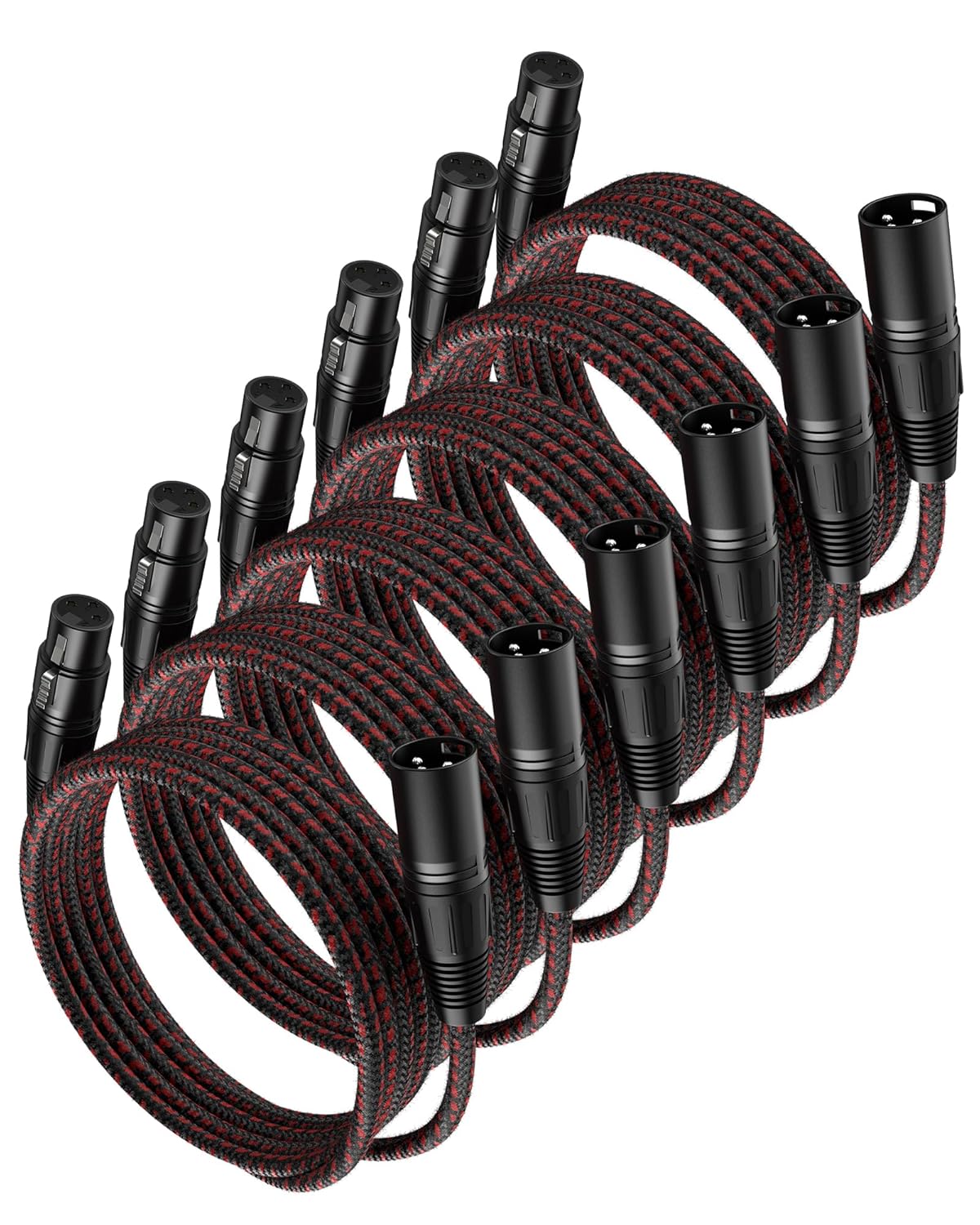 VANDESAIL XLR Cables 25ft 2 Pack, Durable Nylon Braided XLR Microphone Cable, Mic Cable, Shielded and Fully Balanced OFC Male to Female Cord for Recording Mixer Amplifie Speaker Black White