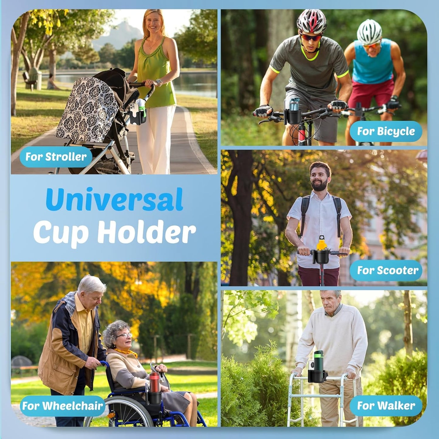 Guiseapue Stroller Cup Holder with Phone Holder: Cup Holder for Walker, Wheelchair/Stroller Accessories for Uppababy, Nuna, Doona, Rollator, Bike, Scooter, Baby Travel Essential