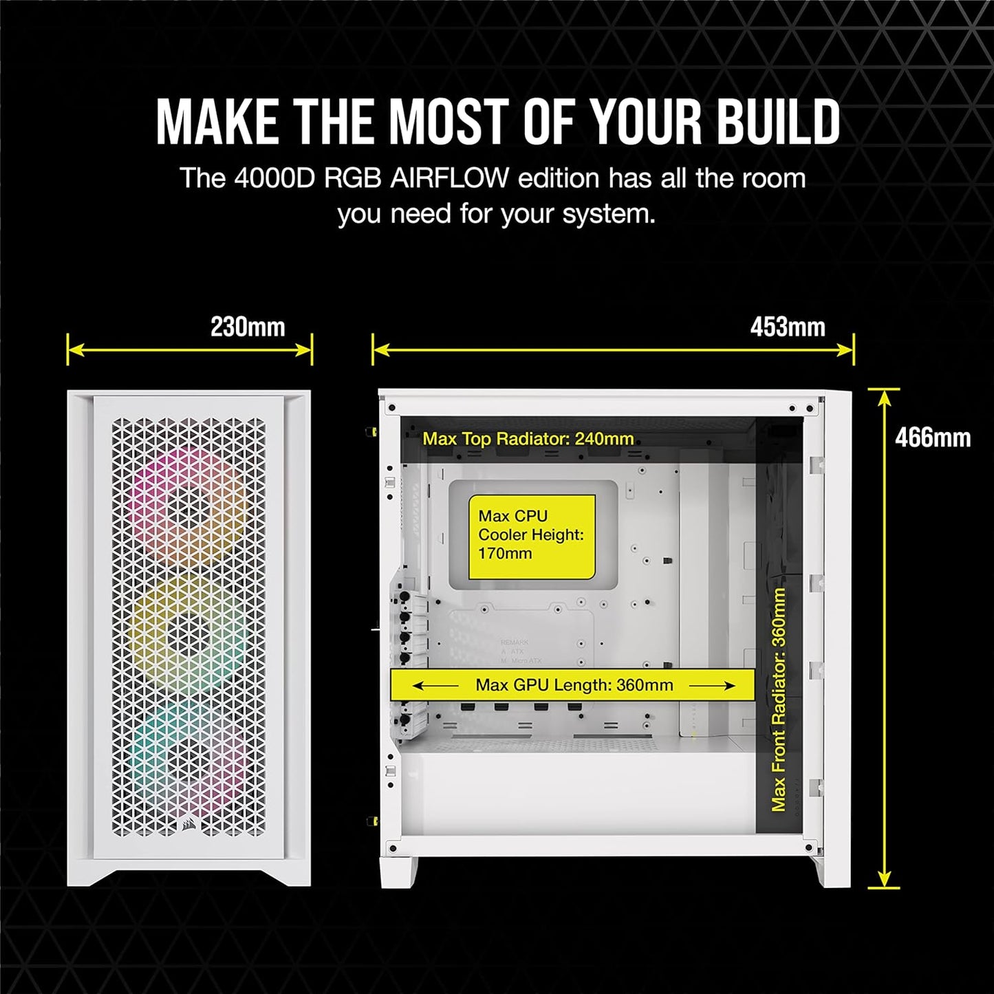 CORSAIR 3000D Airflow Mid-Tower PC Case – 2X SP120 Elite Fans – Four-Slot GPU Support – Fits up to 8X 120mm Fans – High-Airflow Design – Black