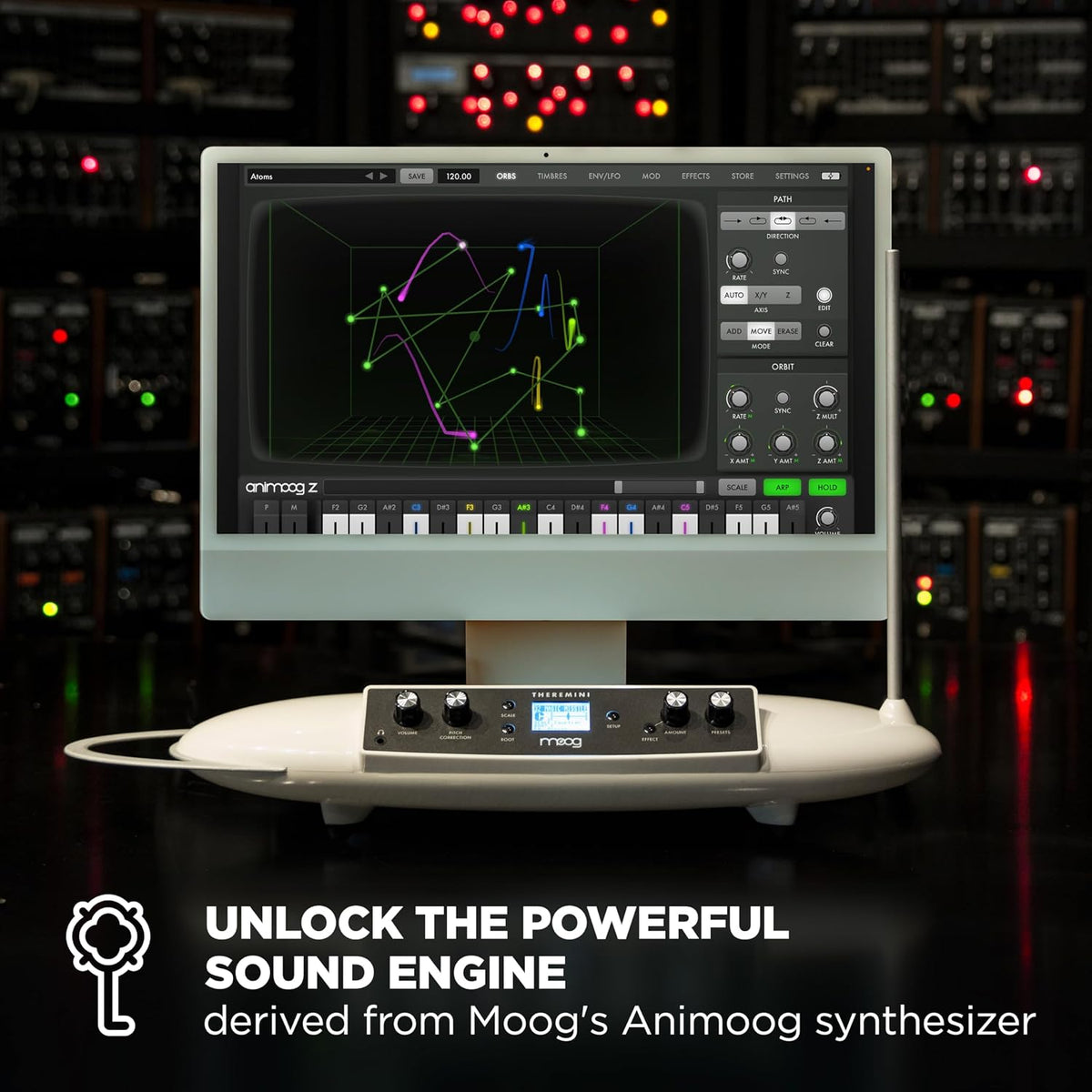 Moog Theremin - Theremini | Pitch Correction, CV Out, Built-In Tuner and Speaker, AniMOOG Synthesizer Sound Engine with 32 Presets, LCD Screen