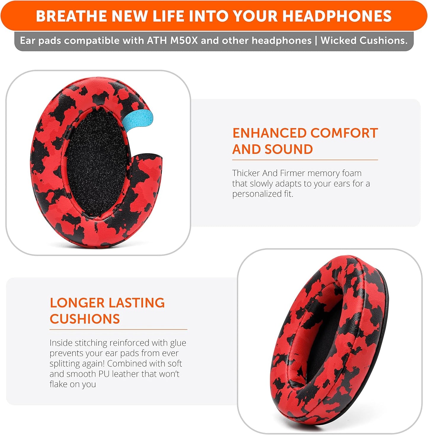 WC PadZ - The Ultimate Upgraded Earpads by Wicked Cushions - Compatible with Audio Technica, HyperX, SteelSeries Arctis & More - Extra Thick - Bigger Opening - Softer Memory Foam | (90s Black)