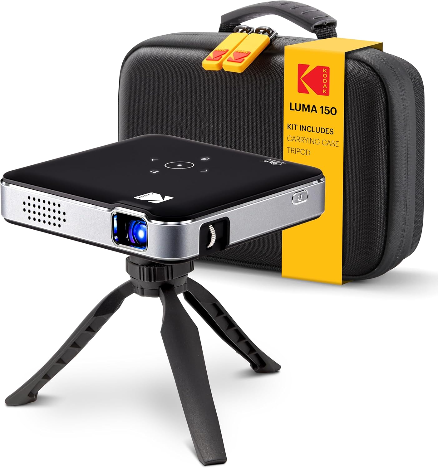 Kodak Luma 150 Wireless Mini Pico Projector (Black) Standard Kit, DLP, Supports 1080p Input, HDMI, USB & microSD, with a Built-in Rechargeable Battery and Speaker, Includes Tripod & Travel Case