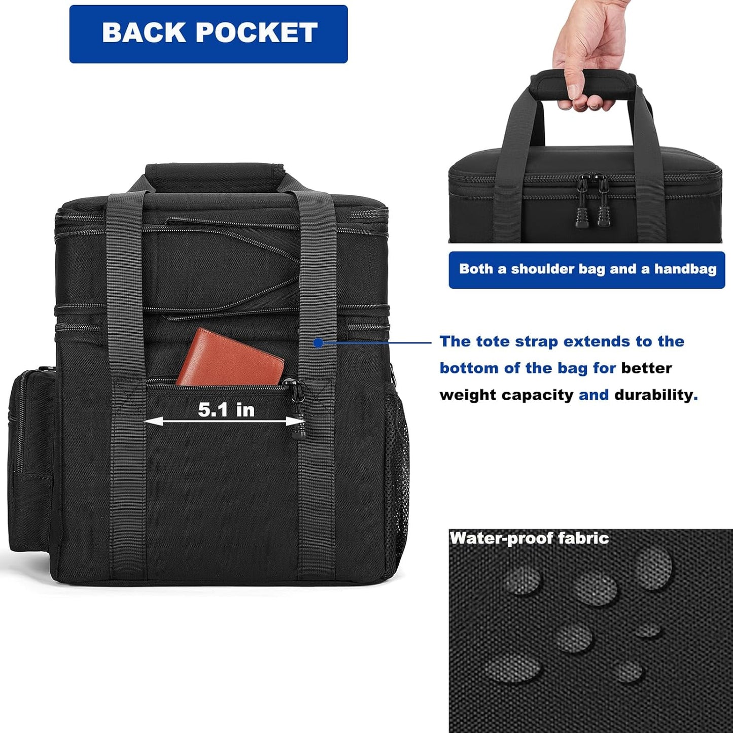 Tactical Lunch Bag for Men, Large Leakproof Insulated Lunch Box, Lunch Cooler Bag with Shoulder Strap, Lunch Pail for Adults Work Outdoor Picnic Trips, Black Camo