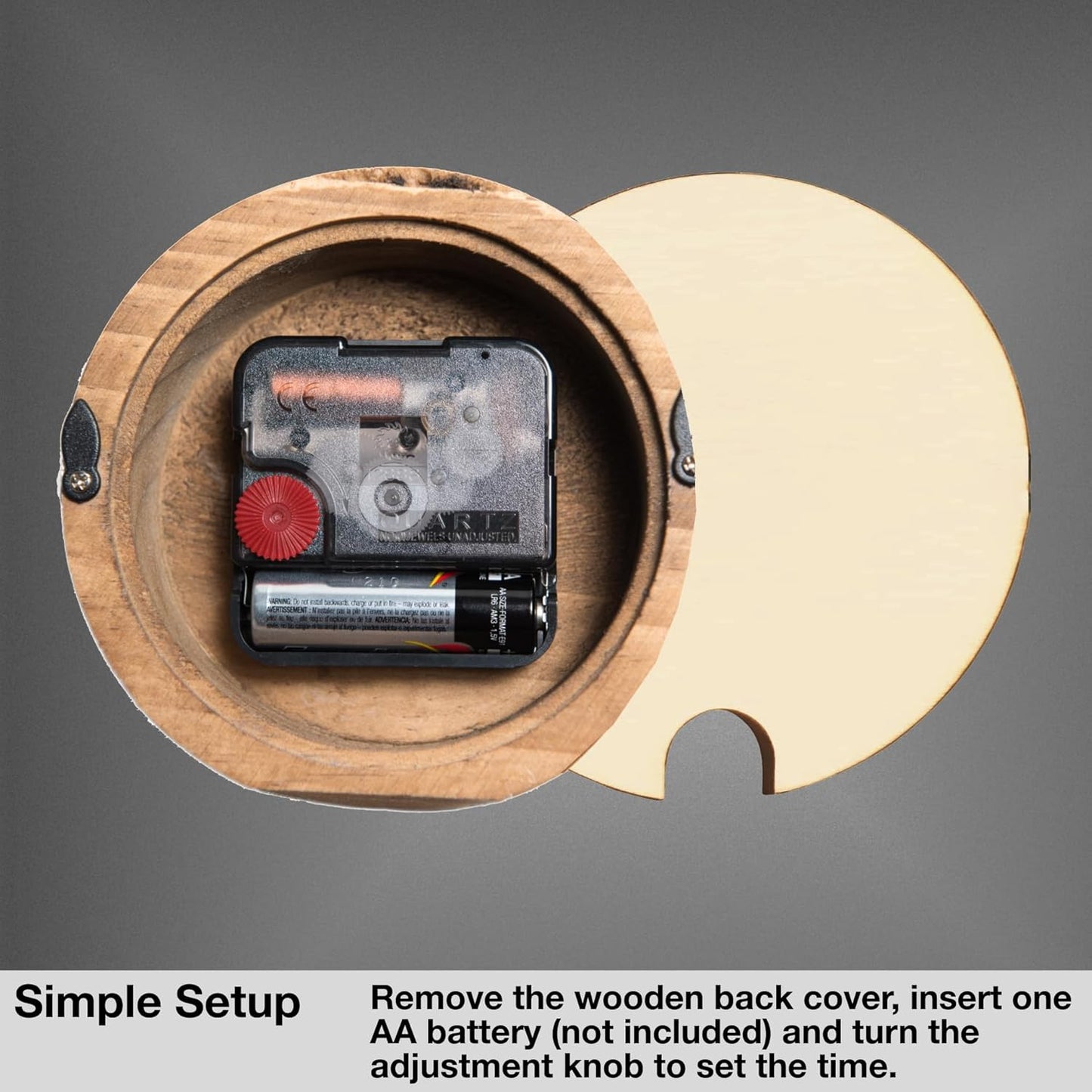 Driini Wooden Desk & Table Analog Clock Made of Genuine Pine (Light) - Battery Operated with Precise Silent Sweep Mechanism
